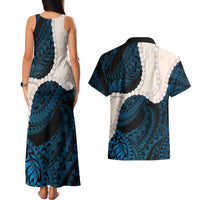 Blue Galaxy Polynesia Tribal Octopus Tattoo Couples Matching Tank Maxi Dress and Hawaiian Shirt Pikake Lei Polynesian Pattern LT14 - Polynesian Pride