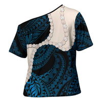 Blue Galaxy Polynesia Tribal Octopus Tattoo Cross Shoulder Shirt Pikake Lei Polynesian Pattern LT14 - Polynesian Pride