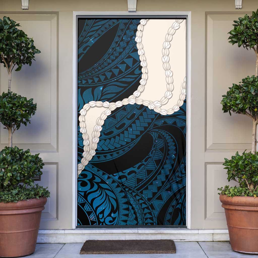 Blue Galaxy Polynesia Tribal Octopus Tattoo Door Cover Pikake Lei Polynesian Pattern
