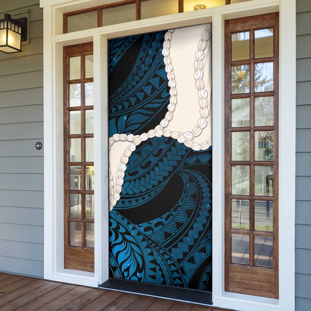 Blue Galaxy Polynesia Tribal Octopus Tattoo Door Cover Pikake Lei Polynesian Pattern