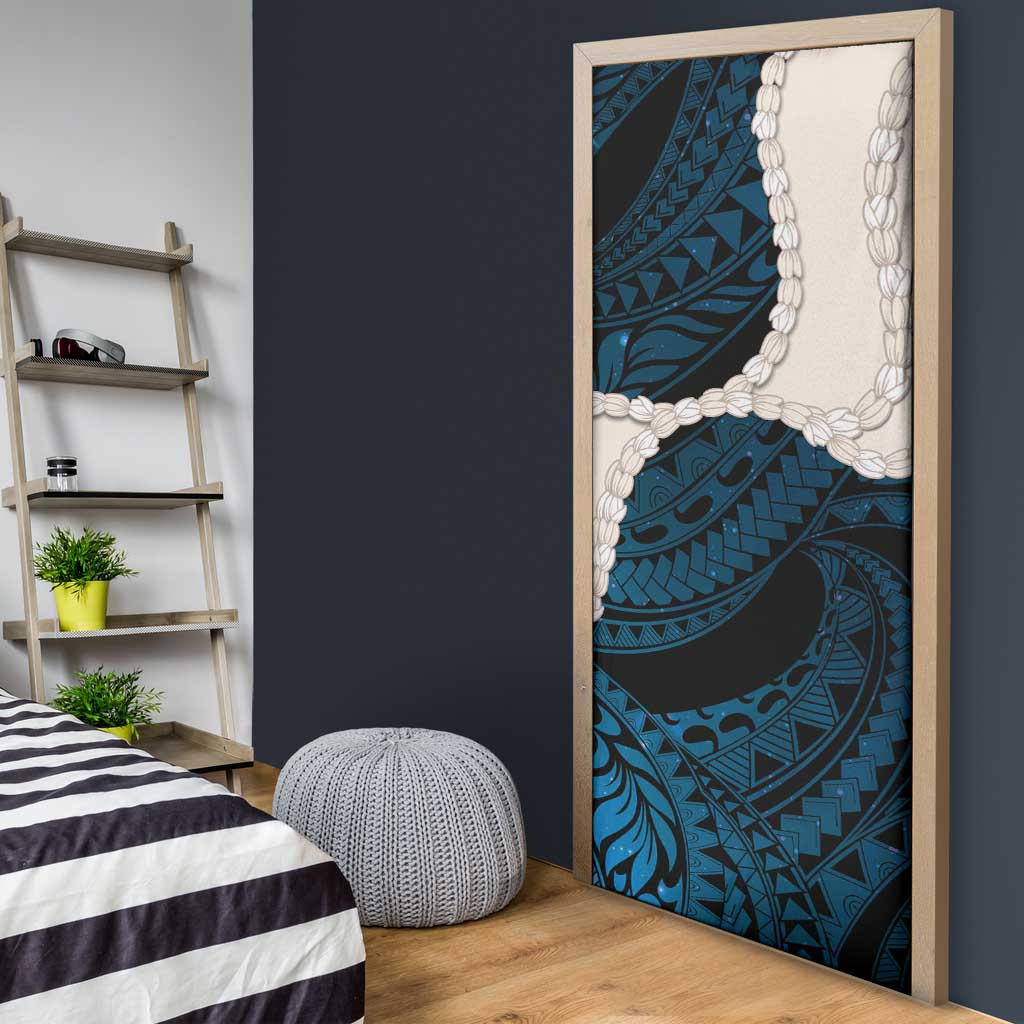 Blue Galaxy Polynesia Tribal Octopus Tattoo Door Cover Pikake Lei Polynesian Pattern