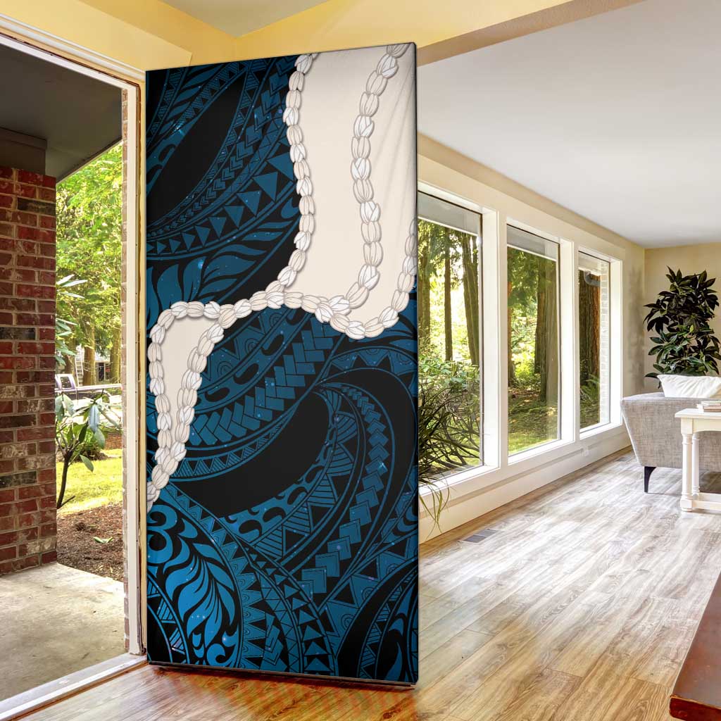 Blue Galaxy Polynesia Tribal Octopus Tattoo Door Cover Pikake Lei Polynesian Pattern