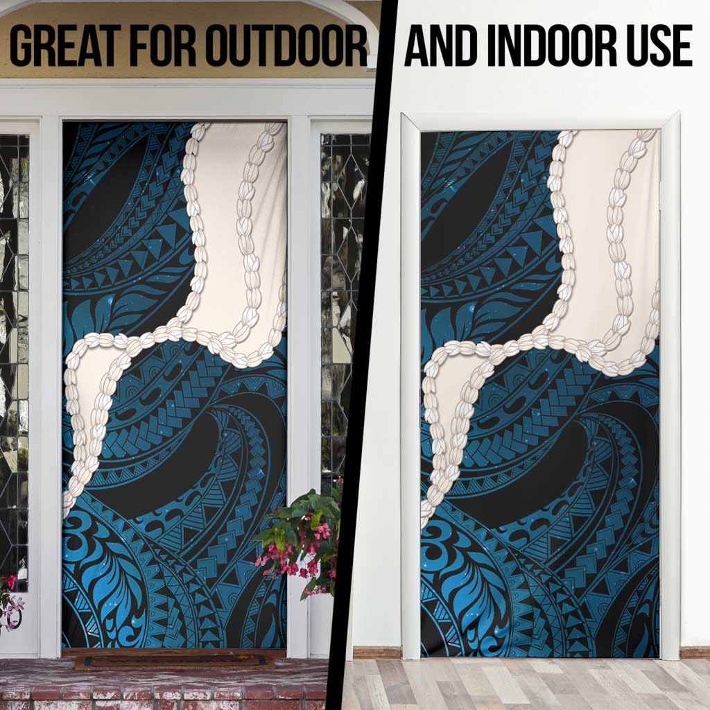 Blue Galaxy Polynesia Tribal Octopus Tattoo Door Cover Pikake Lei Polynesian Pattern