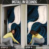 Blue Galaxy Polynesia Tribal Octopus Tattoo Door Cover Pikake Lei Polynesian Pattern