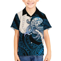 Blue Galaxy Polynesia Tribal Octopus Tattoo Family Matching Off Shoulder Maxi Dress and Hawaiian Shirt Pikake Lei Polynesian Pattern