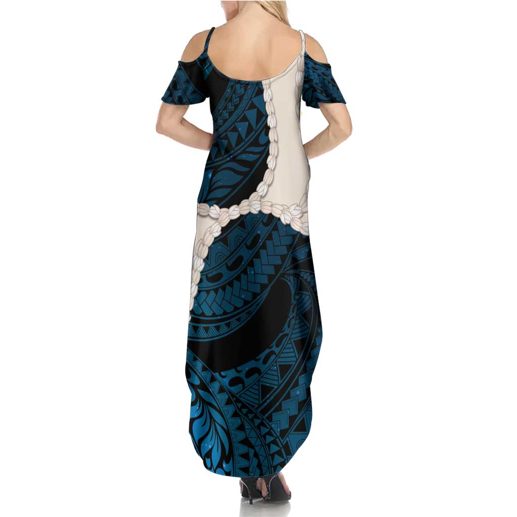 Blue Galaxy Polynesia Tribal Octopus Tattoo Family Matching Summer Maxi Dress and Hawaiian Shirt Pikake Lei Polynesian Pattern LT14 - Polynesian Pride