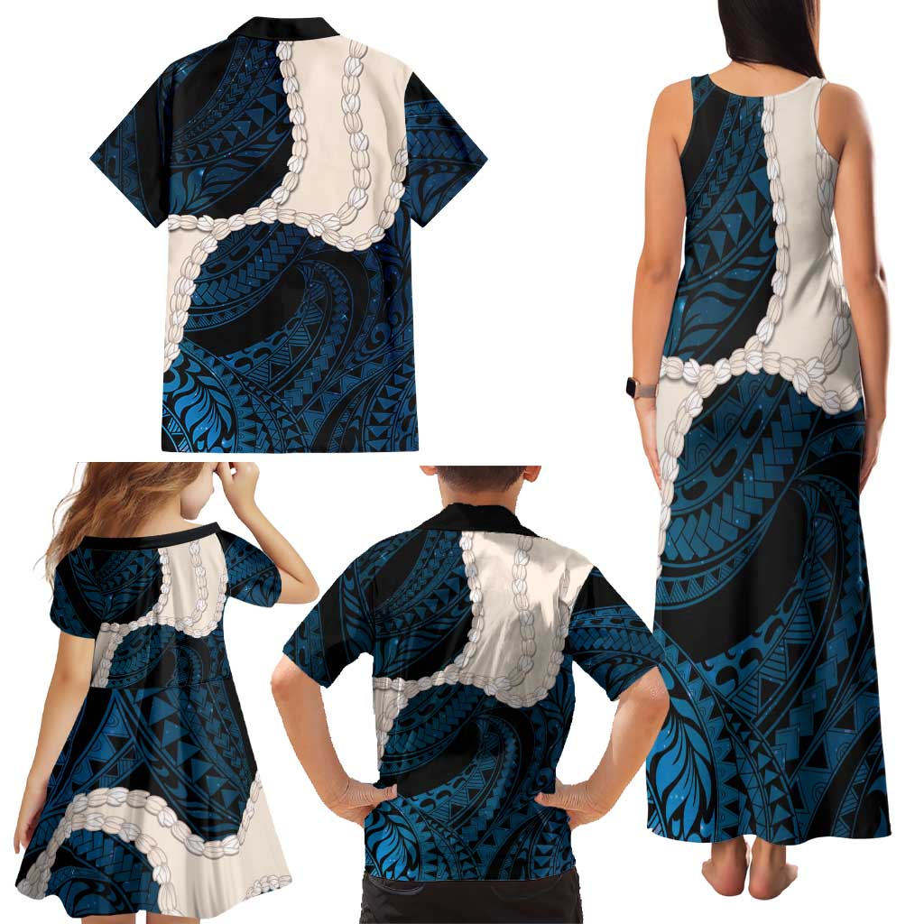 Blue Galaxy Polynesia Tribal Octopus Tattoo Family Matching Tank Maxi Dress and Hawaiian Shirt Pikake Lei Polynesian Pattern LT14 - Polynesian Pride