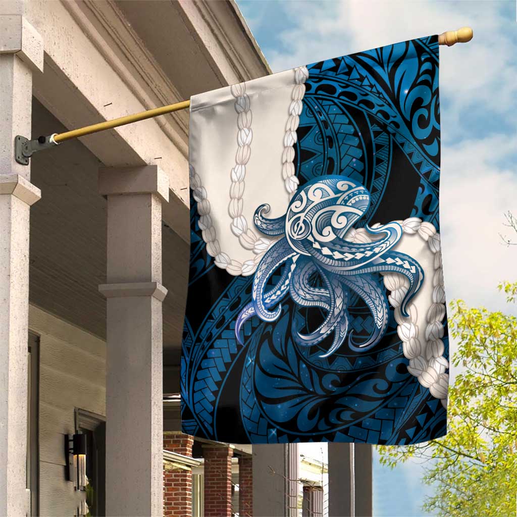 Blue Galaxy Polynesia Tribal Octopus Tattoo Garden Flag Pikake Lei Polynesian Pattern LT14 House Flag Blue - Polynesian Pride