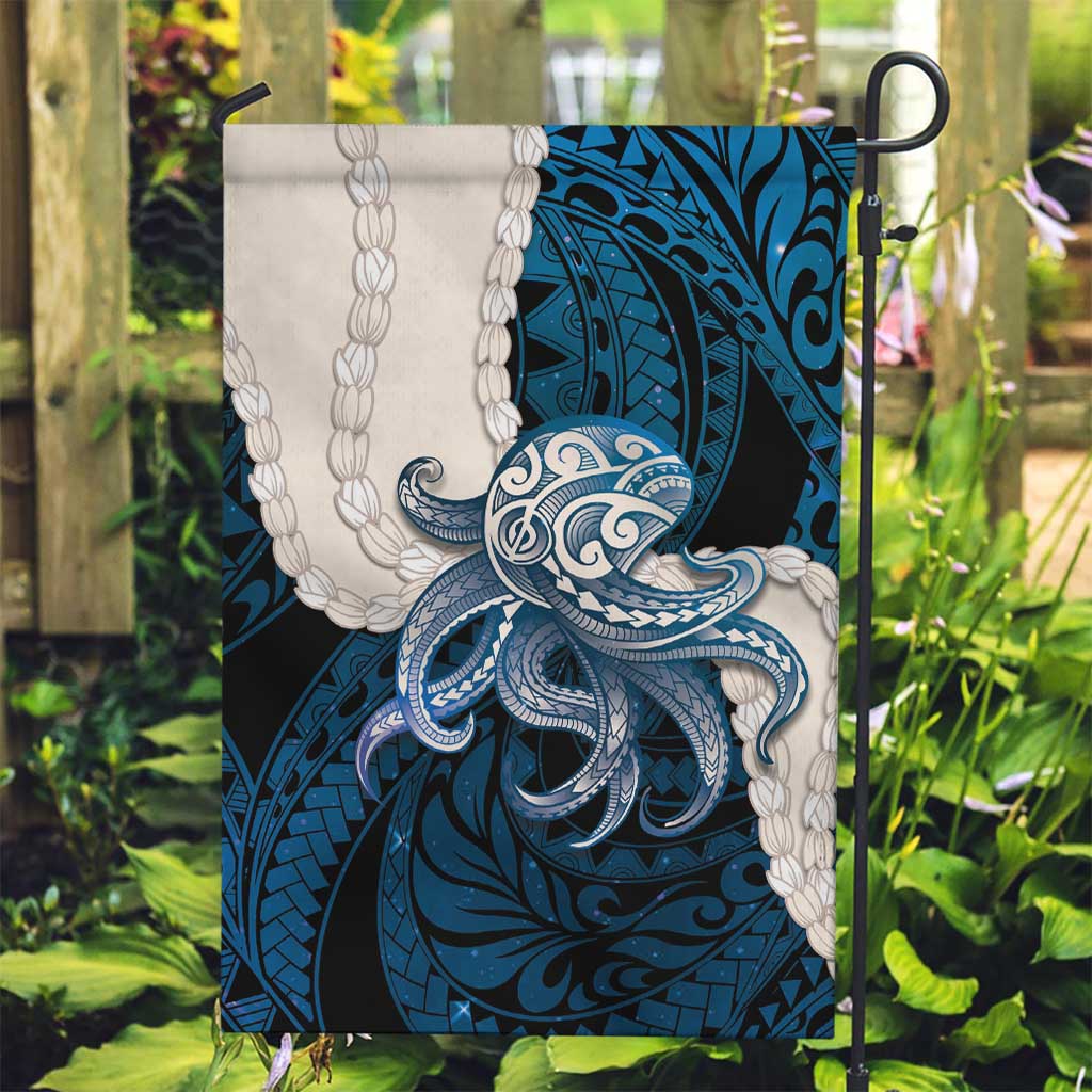 Blue Galaxy Polynesia Tribal Octopus Tattoo Garden Flag Pikake Lei Polynesian Pattern LT14 Garden Flag Blue - Polynesian Pride