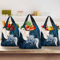 Blue Galaxy Polynesia Tribal Octopus Tattoo Grocery Bag Pikake Lei Polynesian Pattern LT14 3-pack One Size Blue - Polynesian Pride