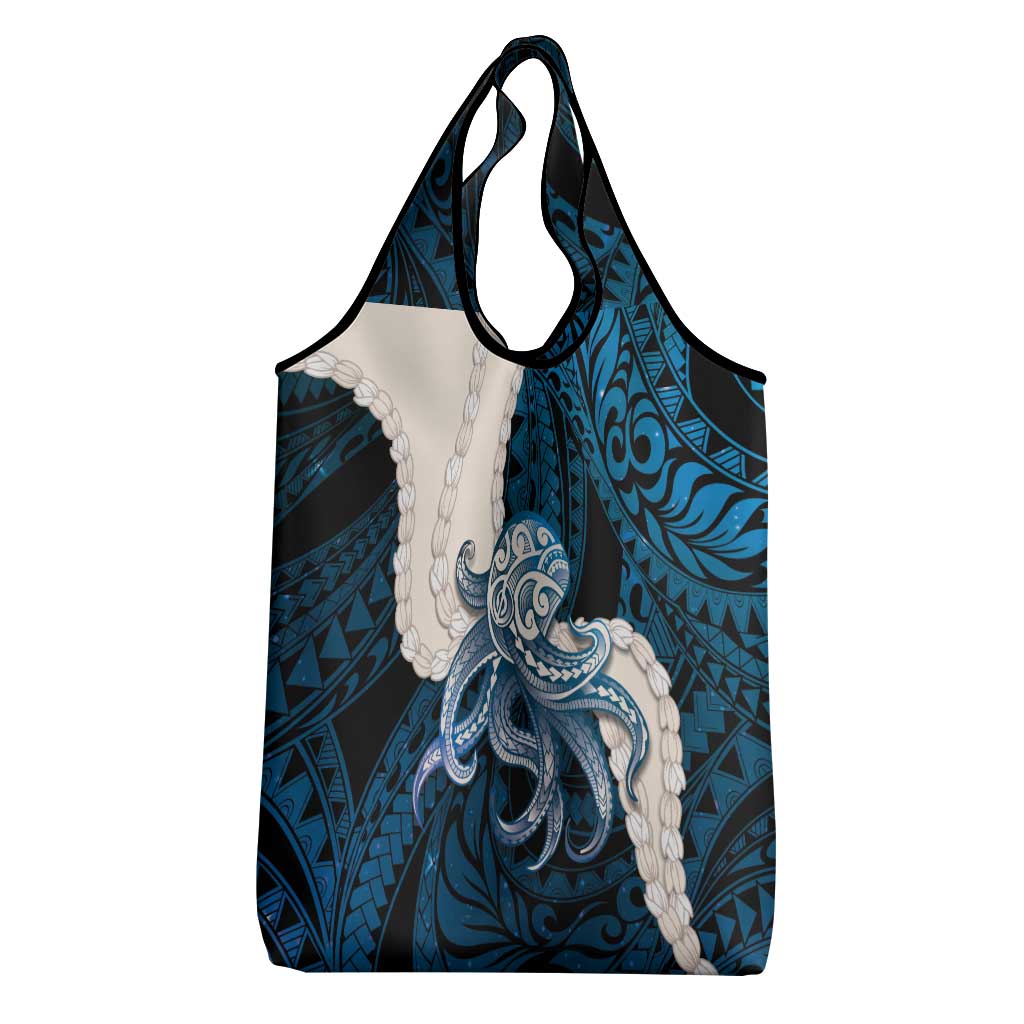Blue Galaxy Polynesia Tribal Octopus Tattoo Grocery Bag Pikake Lei Polynesian Pattern LT14 - Polynesian Pride