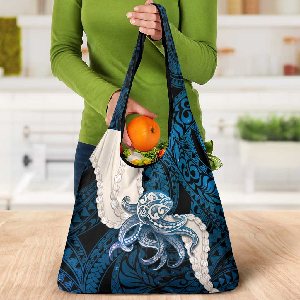 Blue Galaxy Polynesia Tribal Octopus Tattoo Grocery Bag Pikake Lei Polynesian Pattern LT14 - Polynesian Pride