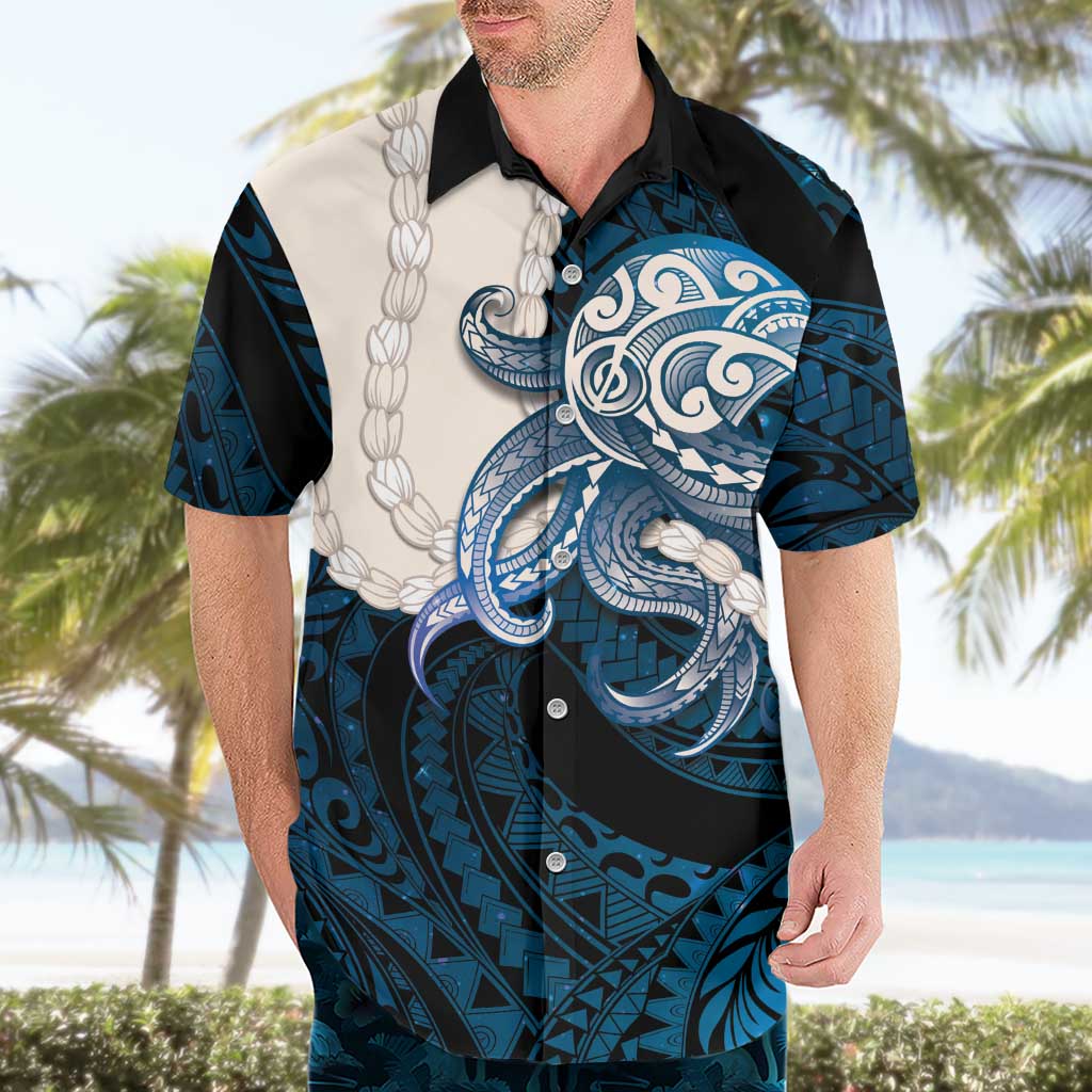 Blue Galaxy Polynesia Tribal Octopus Tattoo Hawaiian Shirt Pikake Lei Polynesian Pattern LT14 - Polynesian Pride