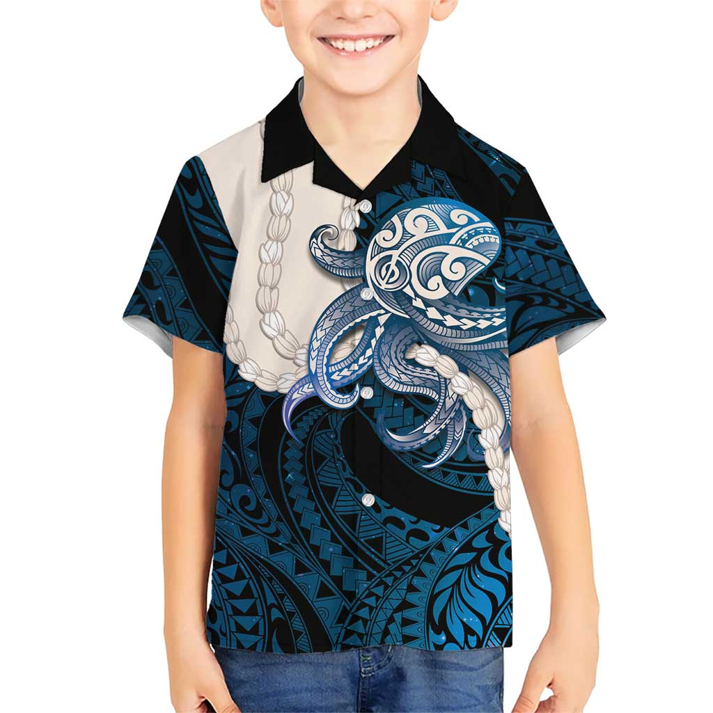 Blue Galaxy Polynesia Tribal Octopus Tattoo Hawaiian Shirt Pikake Lei Polynesian Pattern LT14 - Polynesian Pride