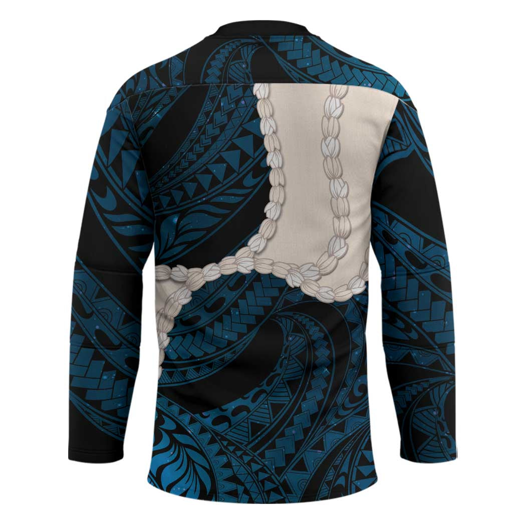 Blue Galaxy Polynesia Tribal Octopus Tattoo Hockey Jersey Pikake Lei Polynesian Pattern LT14 - Polynesian Pride