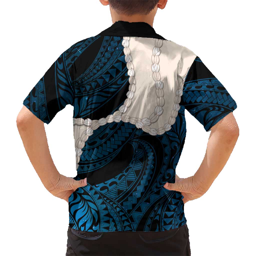 Blue Galaxy Polynesia Tribal Octopus Tattoo Kid Hawaiian Shirt Pikake Lei Polynesian Pattern LT14 - Polynesian Pride