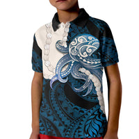 Blue Galaxy Polynesia Tribal Octopus Tattoo Kid Polo Shirt Pikake Lei Polynesian Pattern LT14 Kid Blue - Polynesian Pride