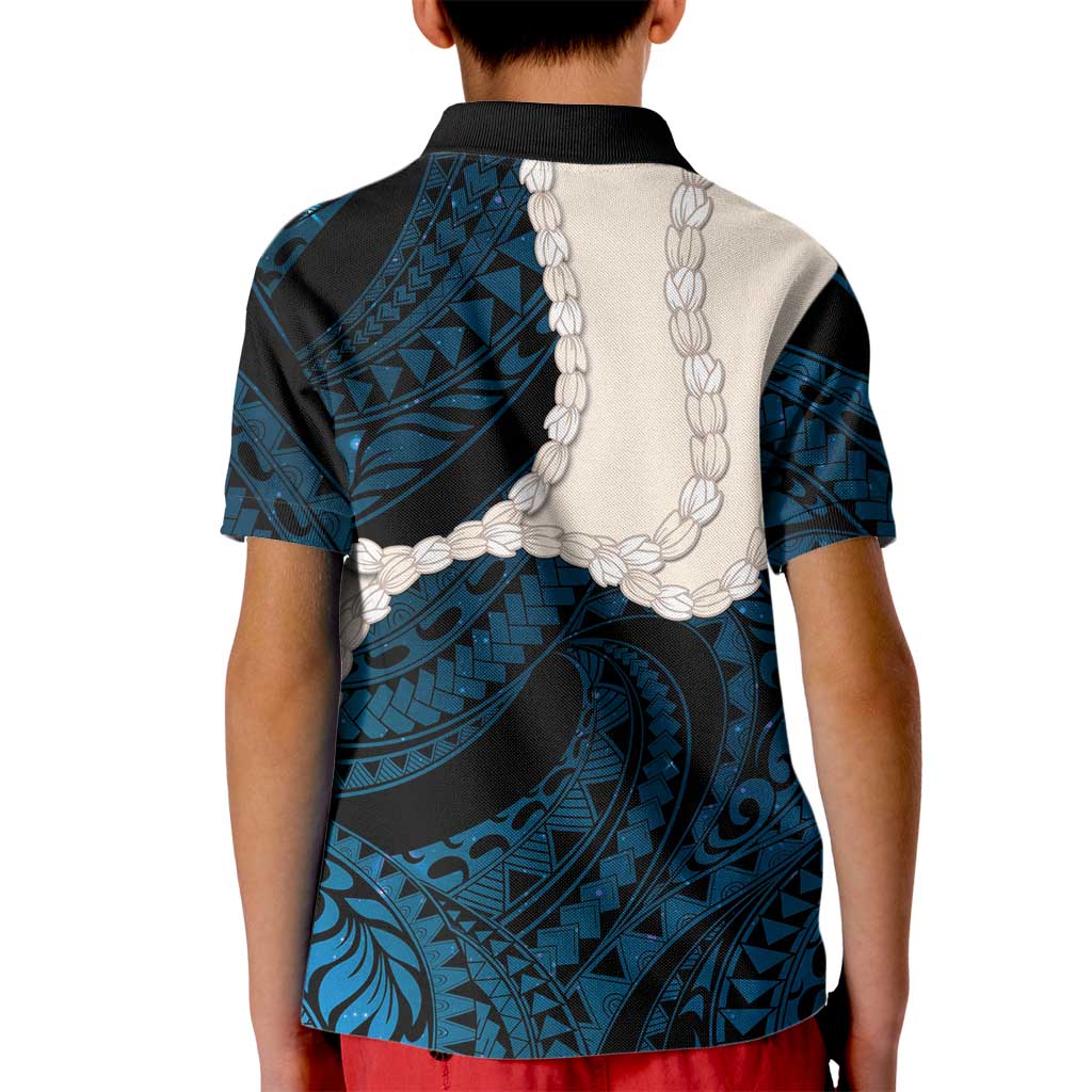 Blue Galaxy Polynesia Tribal Octopus Tattoo Kid Polo Shirt Pikake Lei Polynesian Pattern LT14 - Polynesian Pride