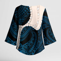 Blue Galaxy Polynesia Tribal Octopus Tattoo Kimono Sleeve Blouse Pikake Lei Polynesian Pattern LT14 - Polynesian Pride