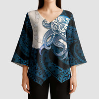 Blue Galaxy Polynesia Tribal Octopus Tattoo Kimono Sleeve Blouse Pikake Lei Polynesian Pattern LT14 - Polynesian Pride