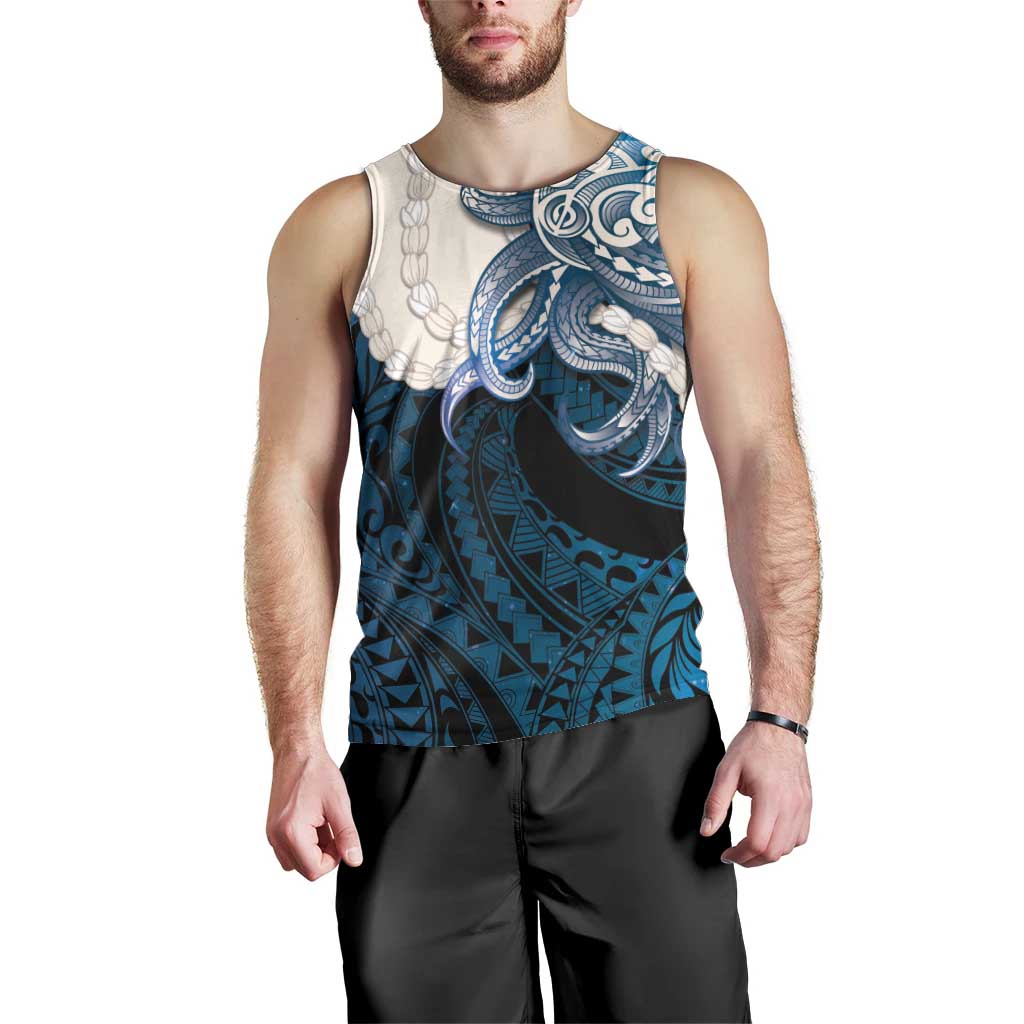 Blue Galaxy Polynesia Tribal Octopus Tattoo Men Tank Top Pikake Lei Polynesian Pattern LT14 - Polynesian Pride