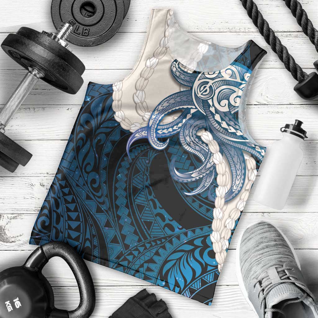 Blue Galaxy Polynesia Tribal Octopus Tattoo Men Tank Top Pikake Lei Polynesian Pattern LT14 - Polynesian Pride