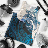 Blue Galaxy Polynesia Tribal Octopus Tattoo Men Tank Top Pikake Lei Polynesian Pattern LT14 - Polynesian Pride
