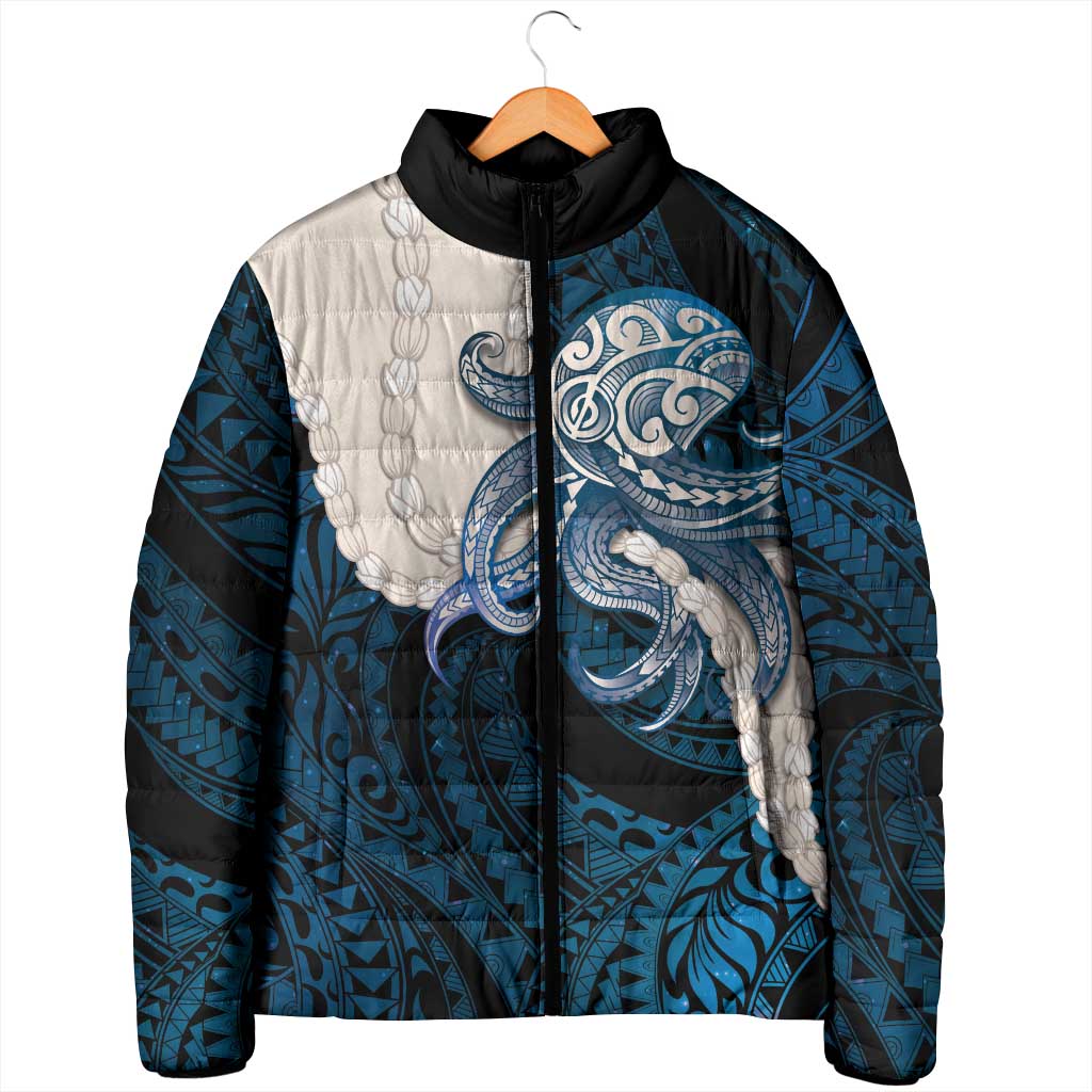 Blue Galaxy Polynesia Tribal Octopus Tattoo Padded Jacket Pikake Lei Polynesian Pattern LT14 - Polynesian Pride