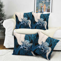 Blue Galaxy Polynesia Tribal Octopus Tattoo Pillow Cover Pikake Lei Polynesian Pattern