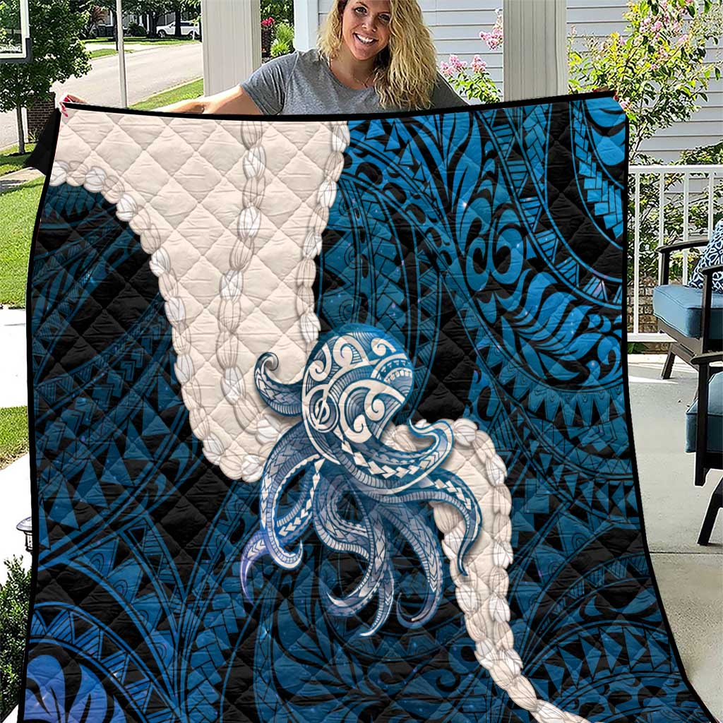 Blue Galaxy Polynesia Tribal Octopus Tattoo Quilt Pikake Lei Polynesian Pattern LT14 Blue - Polynesian Pride