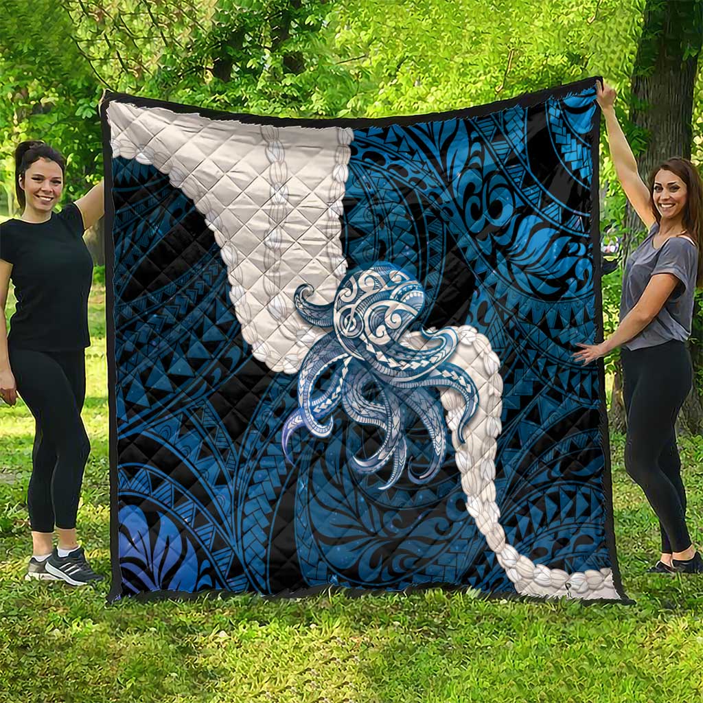 Blue Galaxy Polynesia Tribal Octopus Tattoo Quilt Pikake Lei Polynesian Pattern LT14 - Polynesian Pride