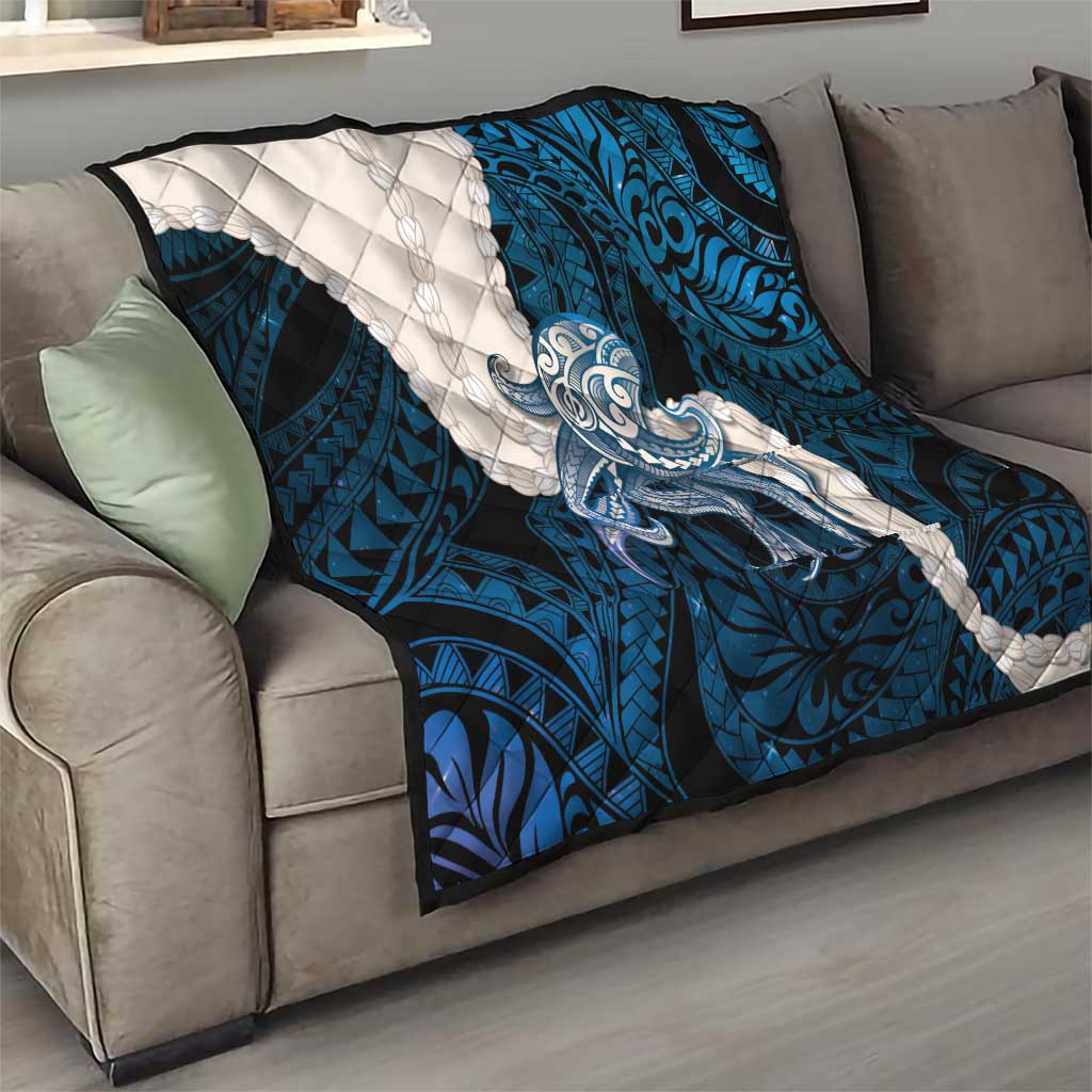Blue Galaxy Polynesia Tribal Octopus Tattoo Quilt Pikake Lei Polynesian Pattern LT14 - Polynesian Pride