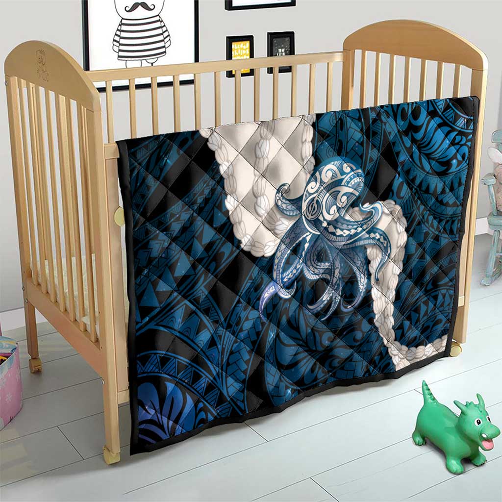 Blue Galaxy Polynesia Tribal Octopus Tattoo Quilt Pikake Lei Polynesian Pattern LT14 - Polynesian Pride