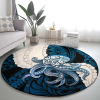 Blue Galaxy Polynesia Tribal Octopus Tattoo Round Carpet Pikake Lei Polynesian Pattern LT14 - Polynesian Pride