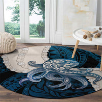 Blue Galaxy Polynesia Tribal Octopus Tattoo Round Carpet Pikake Lei Polynesian Pattern LT14 - Polynesian Pride