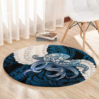 Blue Galaxy Polynesia Tribal Octopus Tattoo Round Carpet Pikake Lei Polynesian Pattern LT14 - Polynesian Pride