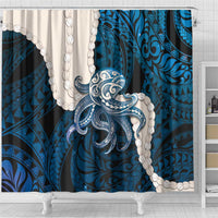 Blue Galaxy Polynesia Tribal Octopus Tattoo Shower Curtain Pikake Lei Polynesian Pattern LT14 - Polynesian Pride