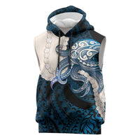 Blue Galaxy Polynesia Tribal Octopus Tattoo Sleeveless Hoodie Pikake Lei Polynesian Pattern LT14 Blue - Polynesian Pride