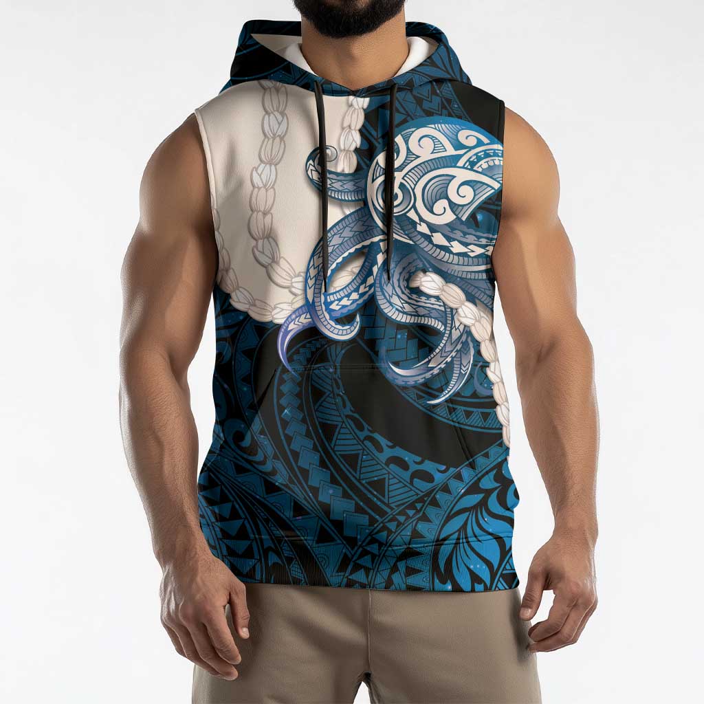 Blue Galaxy Polynesia Tribal Octopus Tattoo Sleeveless Hoodie Pikake Lei Polynesian Pattern LT14 - Polynesian Pride