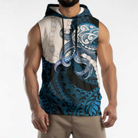 Blue Galaxy Polynesia Tribal Octopus Tattoo Sleeveless Hoodie Pikake Lei Polynesian Pattern LT14 - Polynesian Pride