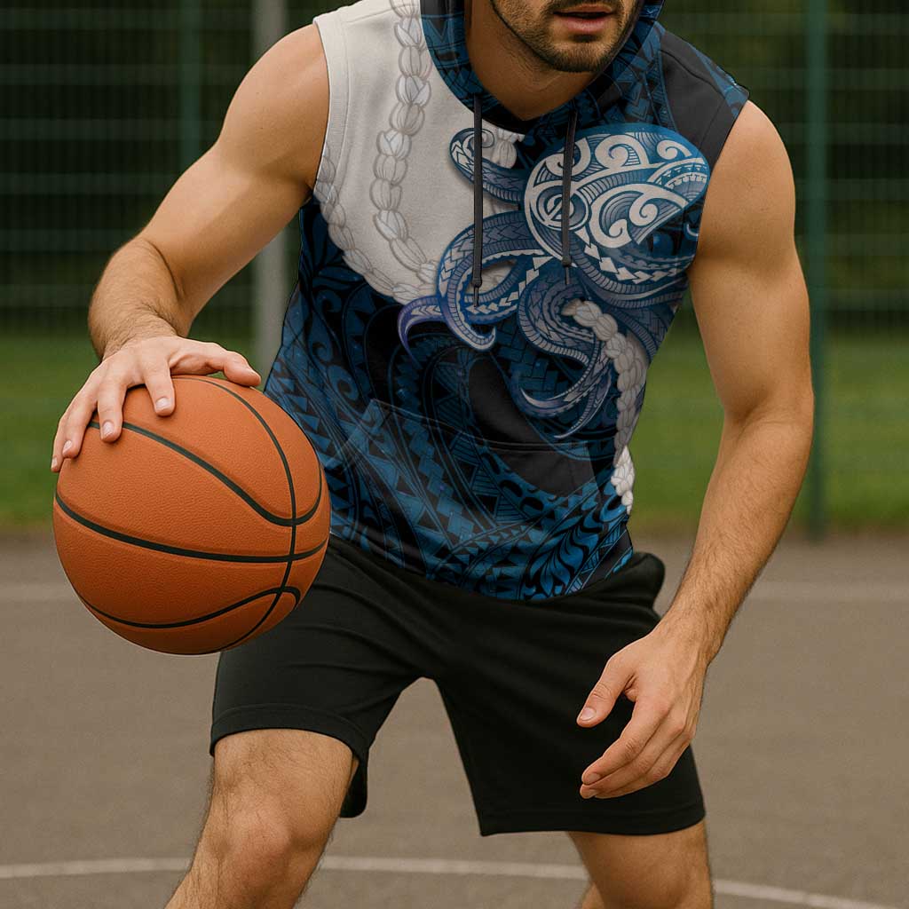 Blue Galaxy Polynesia Tribal Octopus Tattoo Sleeveless Hoodie Pikake Lei Polynesian Pattern LT14 - Polynesian Pride