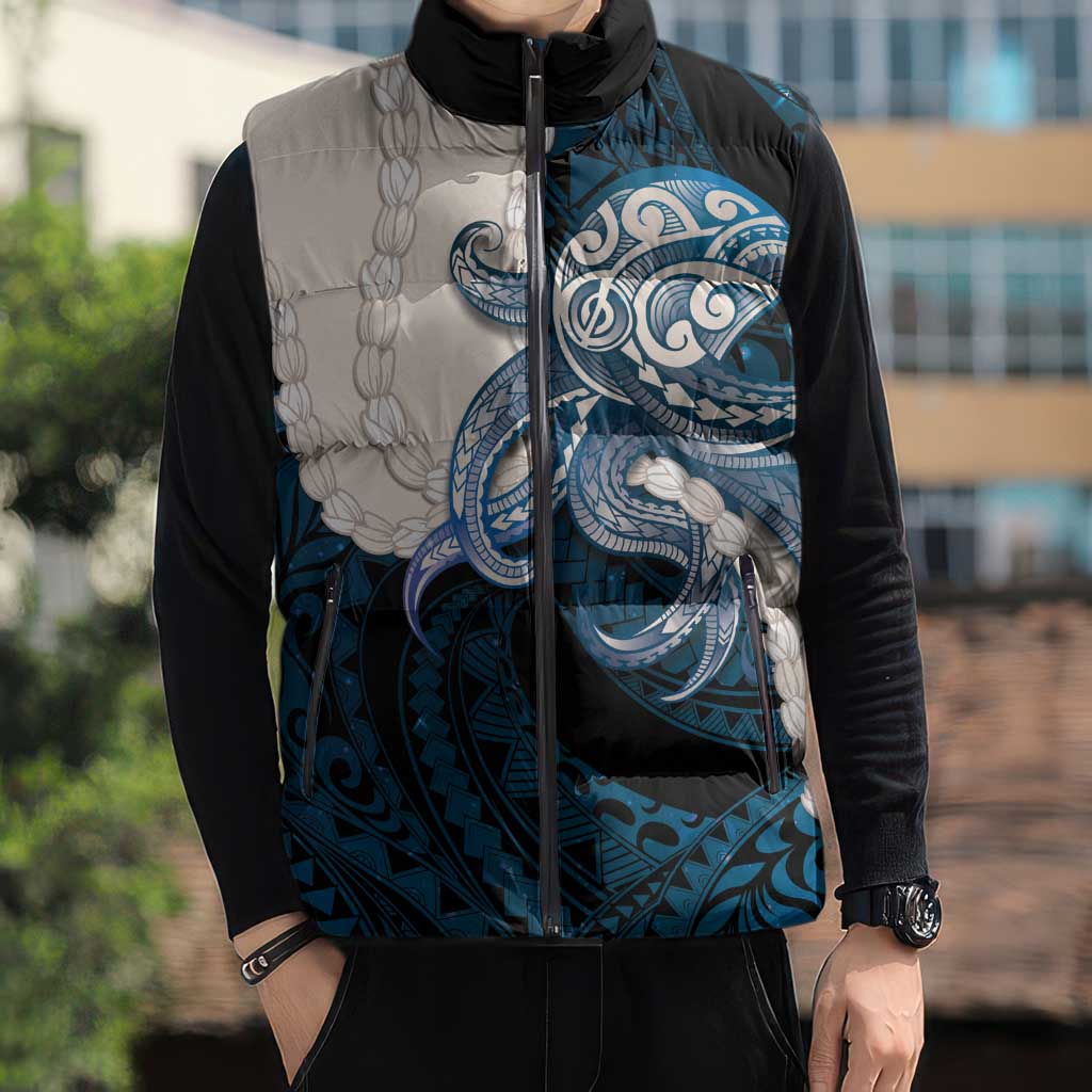 Blue Galaxy Polynesia Tribal Octopus Tattoo Sleeveless Puffer Jacket Pikake Lei Polynesian Pattern LT14 - Polynesian Pride