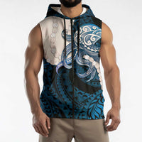 Blue Galaxy Polynesia Tribal Octopus Tattoo Sleeveless Zip Hoodie Pikake Lei Polynesian Pattern LT14 - Polynesian Pride