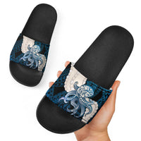 Blue Galaxy Polynesia Tribal Octopus Tattoo Slide Sandals Pikake Lei Polynesian Pattern LT14 - Polynesian Pride