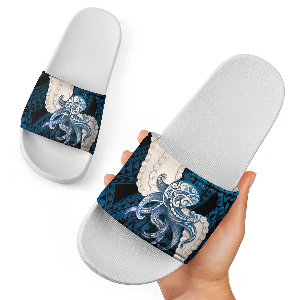 Blue Galaxy Polynesia Tribal Octopus Tattoo Slide Sandals Pikake Lei Polynesian Pattern LT14 - Polynesian Pride