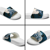Blue Galaxy Polynesia Tribal Octopus Tattoo Slide Sandals Pikake Lei Polynesian Pattern LT14 - Polynesian Pride