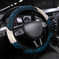 Blue Galaxy Polynesia Tribal Octopus Tattoo Steering Wheel Cover Pikake Lei Polynesian Pattern LT14 Universal Fit Blue - Polynesian Pride