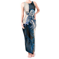 Blue Galaxy Polynesia Tribal Octopus Tattoo Tank Maxi Dress Pikake Lei Polynesian Pattern LT14 Women Blue - Polynesian Pride