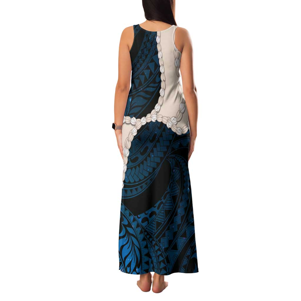 Blue Galaxy Polynesia Tribal Octopus Tattoo Tank Maxi Dress Pikake Lei Polynesian Pattern LT14 - Polynesian Pride