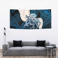 Blue Galaxy Polynesia Tribal Octopus Tattoo Tapestry Pikake Lei Polynesian Pattern